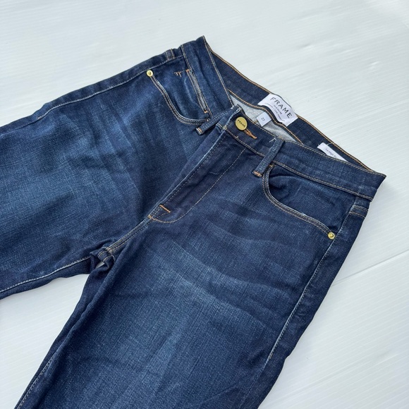 Frame Franklin Le High Straight Denim Classic Indigo Jeans - Picture 2 of 13